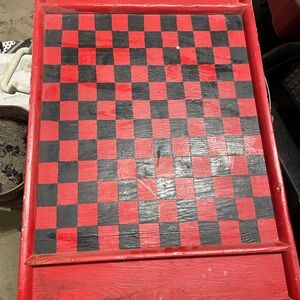 Red and Black Wooden Checkerboard Game Board